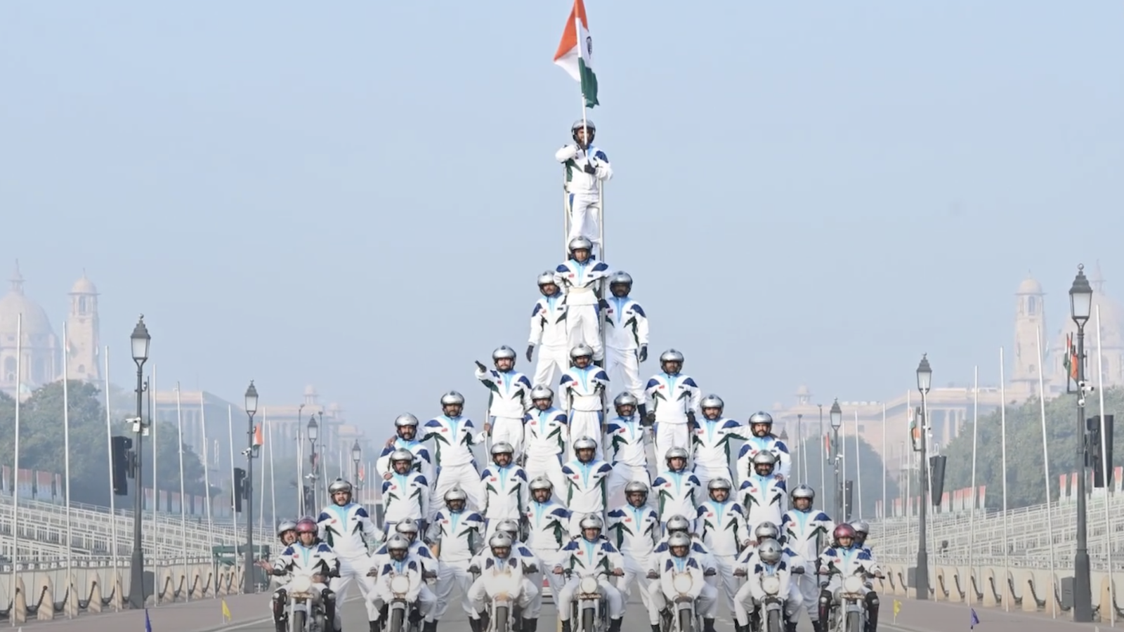 Indian Team Set Largest Human Motorcycle Pyramid Record